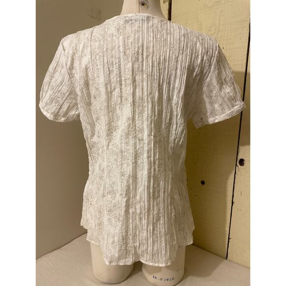 Croft & Barrow Women's‎ Size Large Short Sleeve Button Down Blouse Floral - Picture 2 of 7